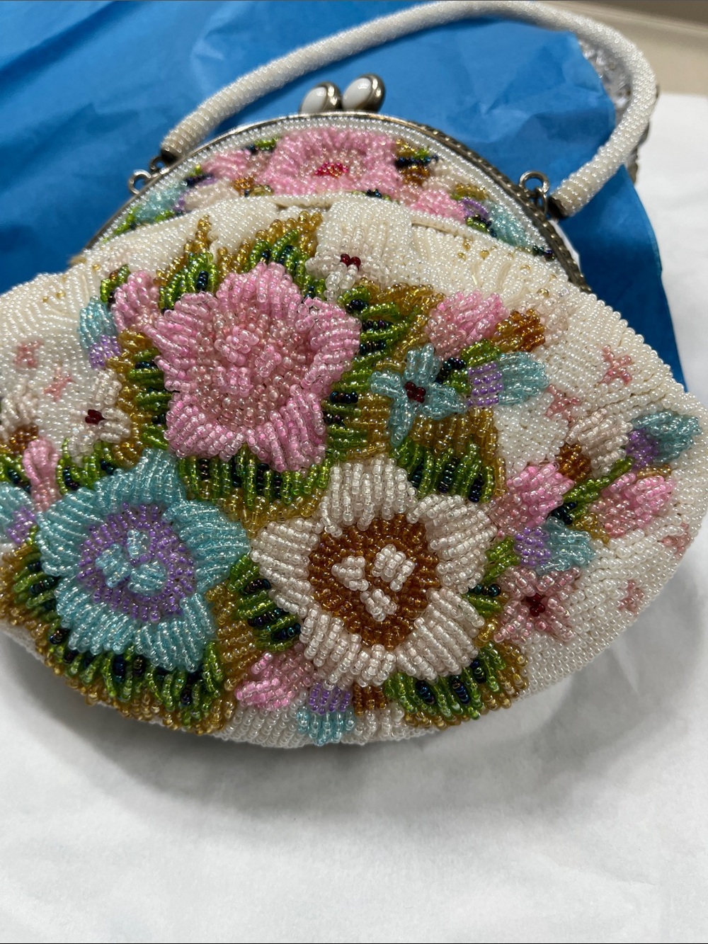 Vintage Summer Floral Beaded Handbag